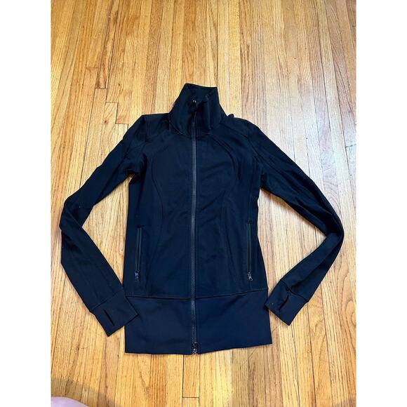 LuLuLemon Sweatshirt Womens 4 Black Full Zip Shirt Thumb Holes - Picture 1 of 7
